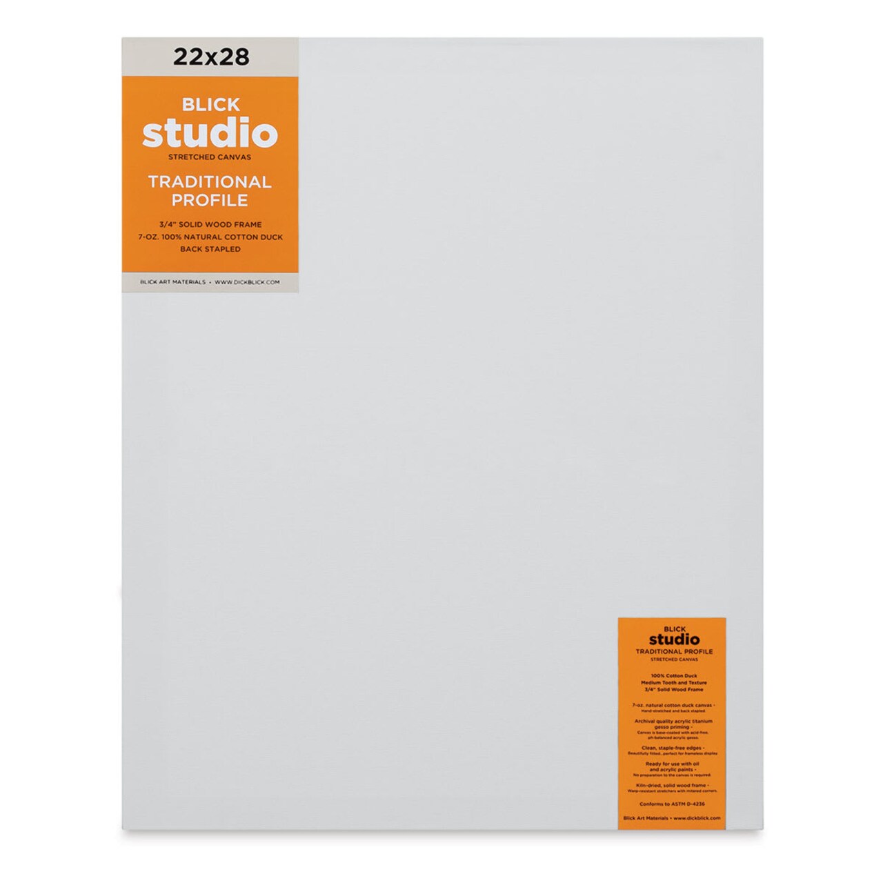 Blick Studio Stretched Cotton Canvas - Traditional Profile, 22" x 28"